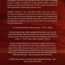 Tomorrow Died Yesterday By Garricks, Chimeka back cover Tomorrow Died Yesterday By Garricks, Chimeka back cover