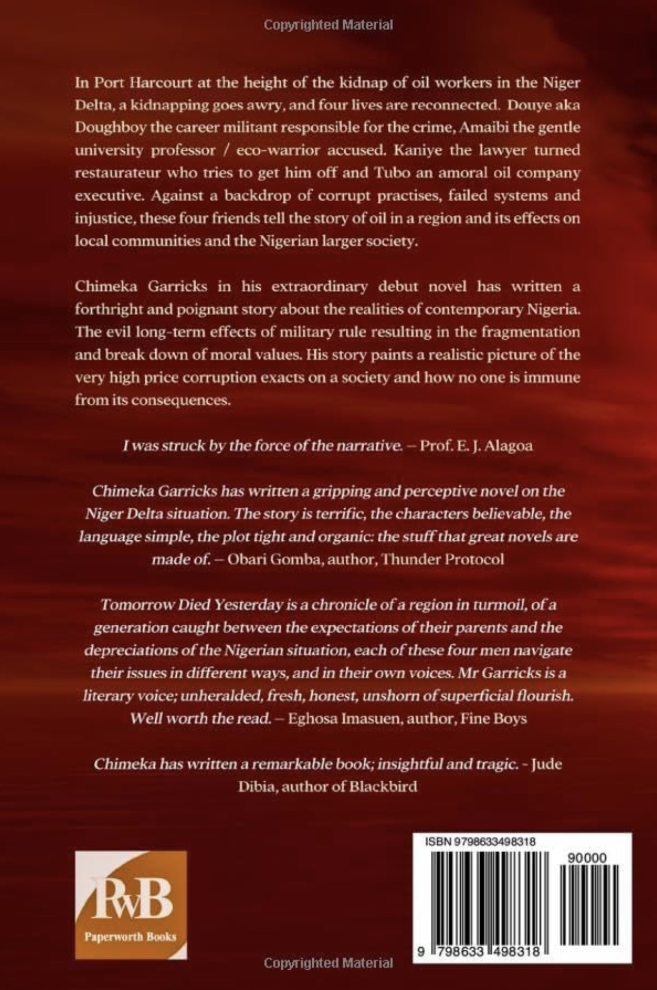 Tomorrow Died Yesterday By Garricks, Chimeka back cover Tomorrow Died Yesterday By Garricks, Chimeka back cover